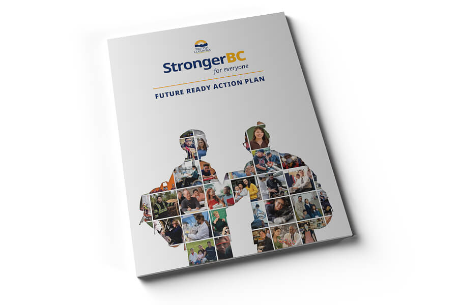 The cover of the Future Ready Action Plan with a mosaic of smaller photos creating the outline of two students carrying backpacks.