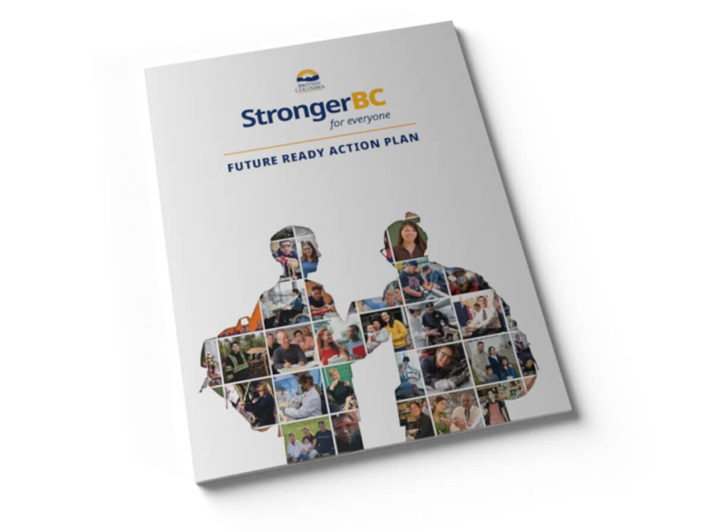 The cover of the Future Ready Action Plan with a mosaic of smaller photos creating the outline of two students carrying backpacks.