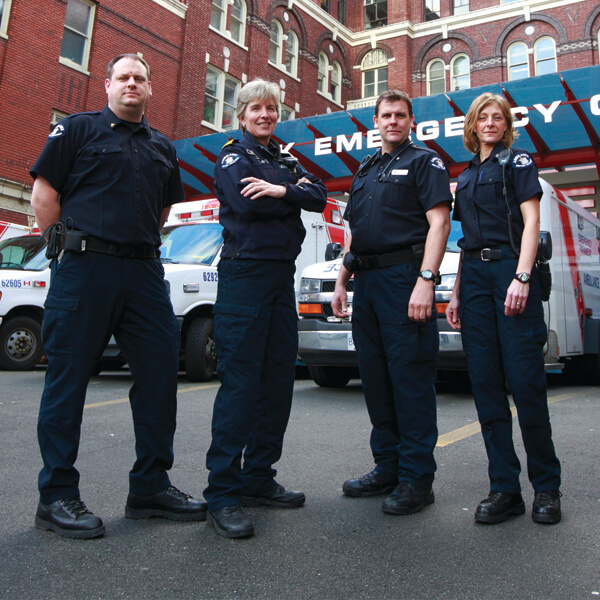 first responders in front of hospital