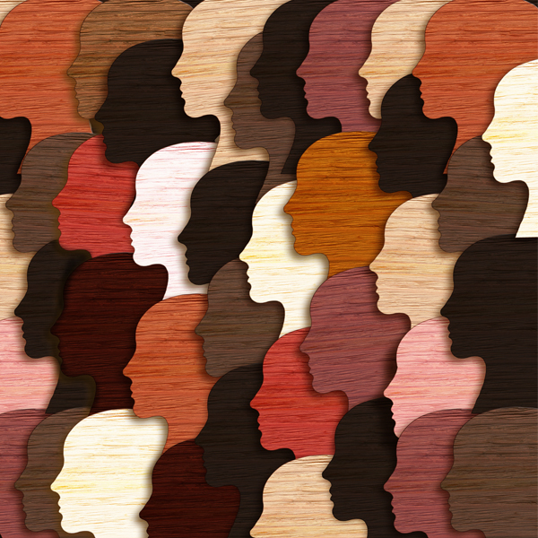 illustration of face profiles representing multiple skin tones